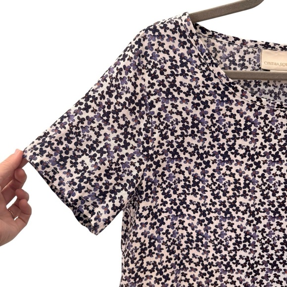 Cynthia Rowley 100% Linen Floral Short Sleeve Top Size Small - Picture 3 of 7